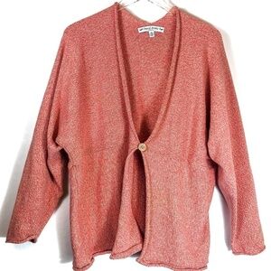 David Brooks‎ Woman Wood Button Coral Rose Cardigan